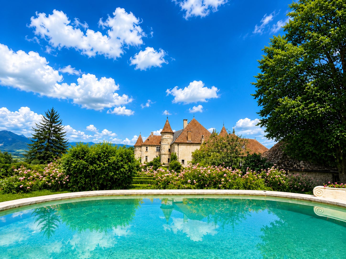 The pool and gardens