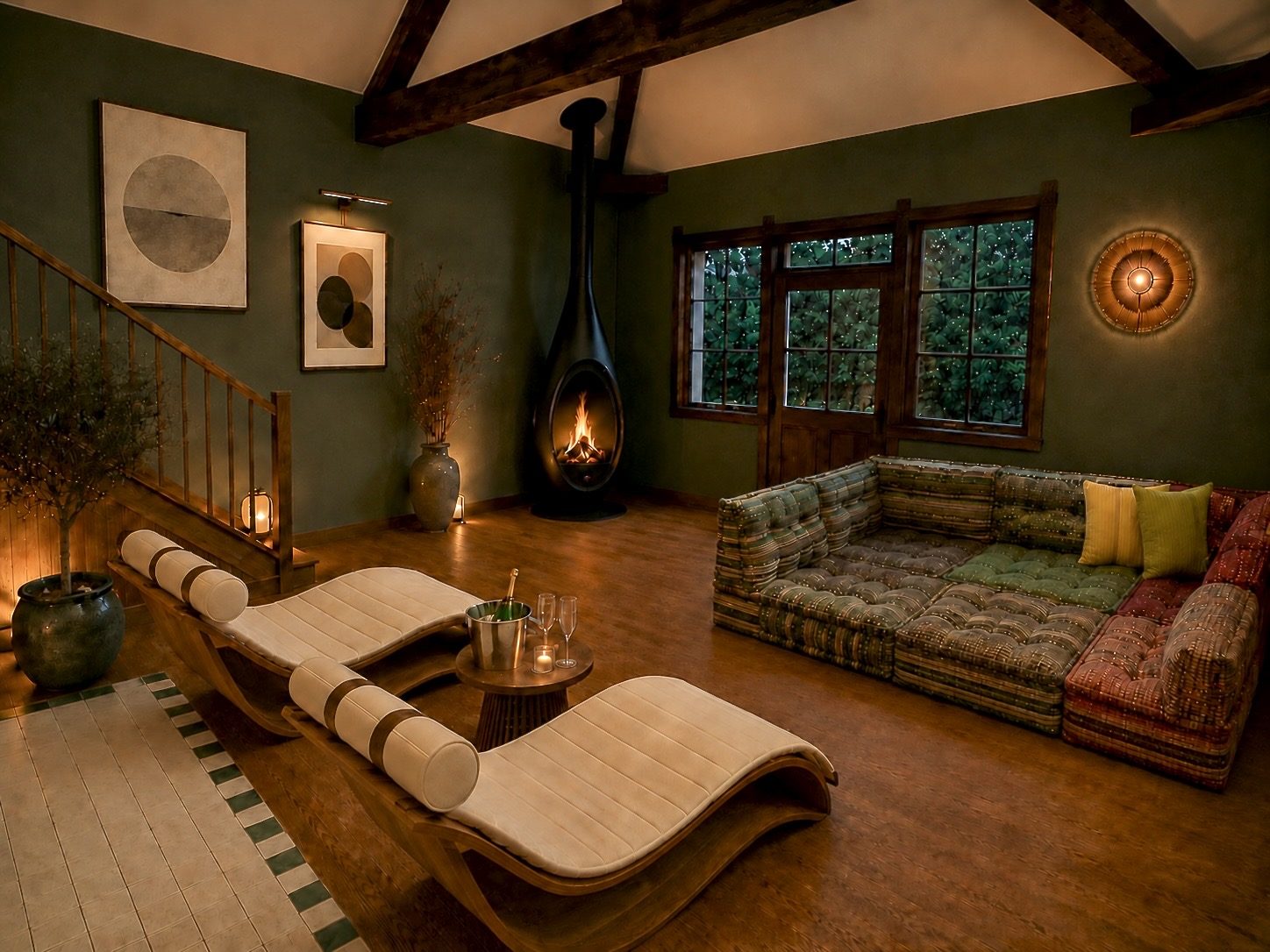 Vela Bains Privé — fire-lit relaxation lounge